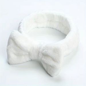 Bowknot Plush Headband Wash Face Spa Coral Fleece Head Hoop